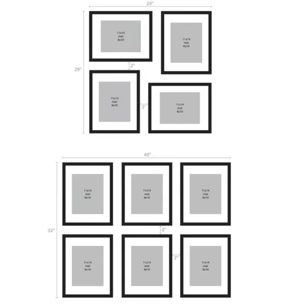 DesignOvation Gallery 11 in. x 14 in. Matted to 8 in. x 10 in. Rustic Brown Wood Picture Frame (Set of 4)