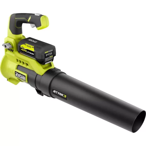 RYOBI 110 MPH 525 CFM 40-Volt Lithium-Ion JetFan Leaf Blower and 10 in. 40-Volt Pole Saw with4.0Ah Battery andCharger Included