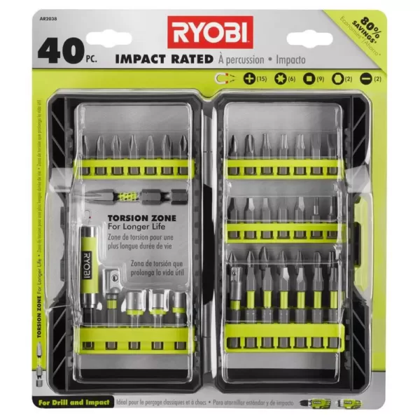 RYOBI Black Oxide Drill Bit Set (21-Piece) and Impact Rated Driving Kit (40-Piece)