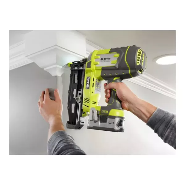 RYOBI 18-Volt ONE+ Lithium-Ion Cordless AirStrike 16-Gauge Cordless Straight Finish Nailer (Tool Only) with Sample Nails