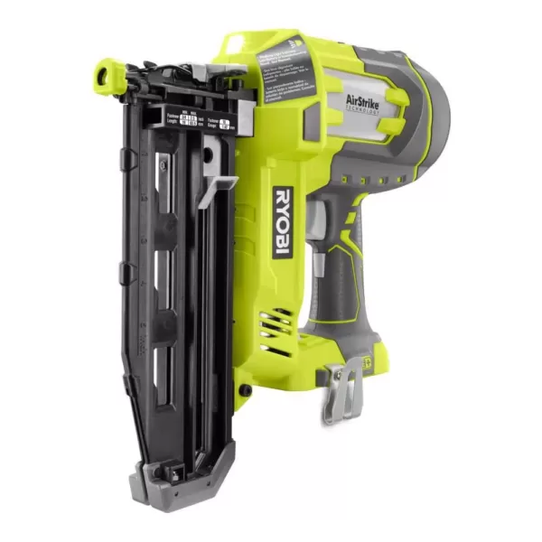 RYOBI 18-Volt ONE+ Lithium-Ion Cordless AirStrike 16-Gauge Cordless Straight Finish Nailer (Tool Only) with Sample Nails