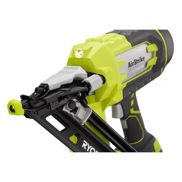 RYOBI 18-Volt ONE+ Lithium-Ion Cordless AirStrike 15-Gauge Angled Finish Nailer (Tool Only) with Sample Nails