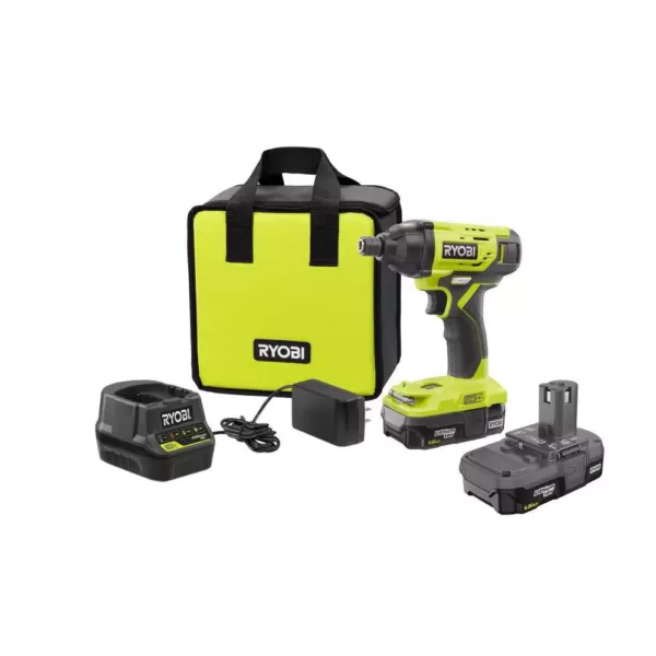 RYOBI 18-Volt ONE+ Lithium-Ion Cordless 1/4 in. Impact Driver Kit with (2) 1.5 Ah Batteries, Charger, and Bag