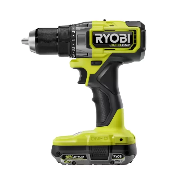 RYOBI ONE+ HP 18V Brushless Cordless 1/2 in. Drill/Driver and Impact Driver Kit with (2) 2.0 Ah Batteries, Charger, and Bag