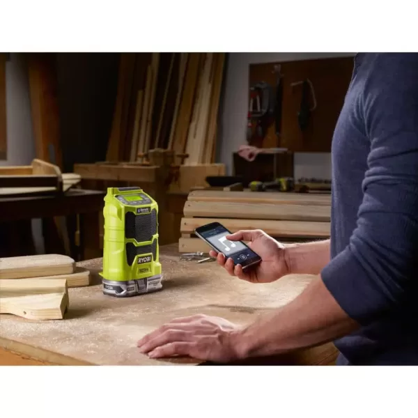 RYOBI 18-Volt ONE+ Cordless Compact Radio with Lithium-Ion 2.0 Ah Battery and Dual Chemistry IntelliPort Charger Kit