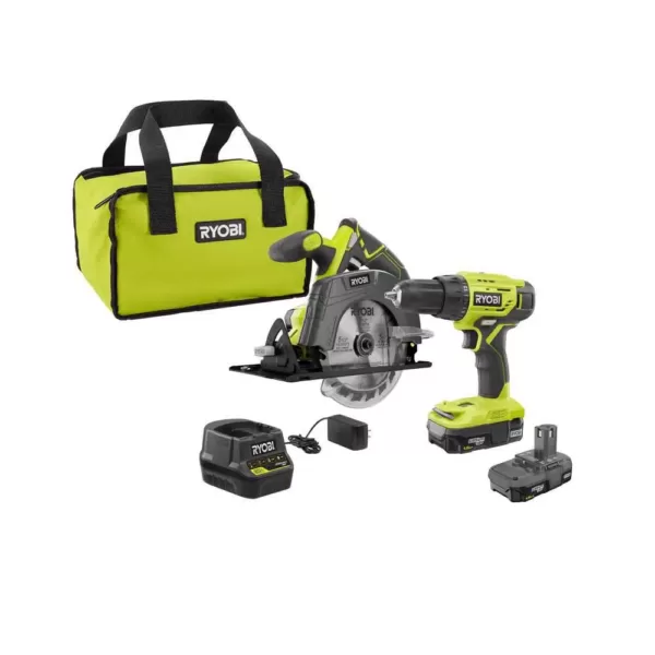 RYOBI 15 Amp 10 in. Sliding Compound Miter Saw and 18-Volt Cordless ONE+ Drill/Driver, Circular Saw Kit