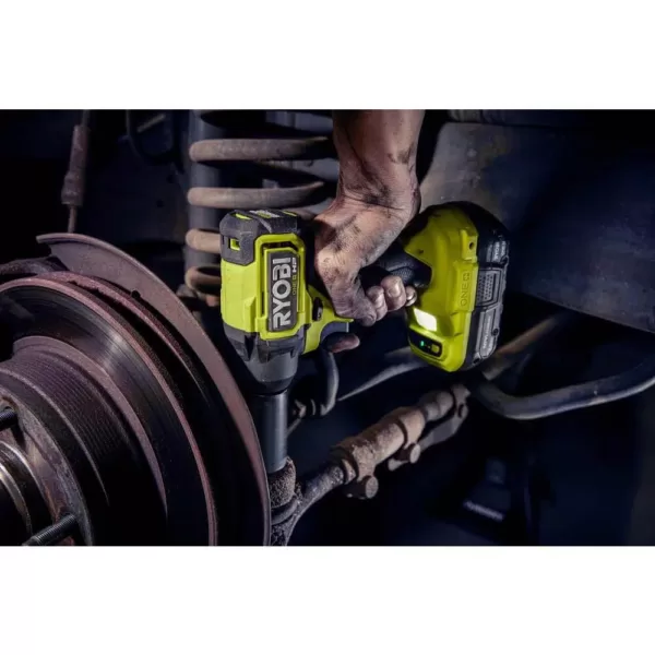 RYOBI ONE+ HP 18V Brushless Cordless Compact 1/2 in. Drill/Driver, Impact Driver, Impact Wrench, (2) Batteries, Charger