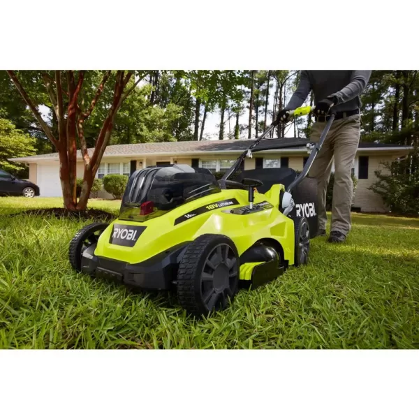 RYOBI 16 in. ONE+ 18-Volt Lithium-Ion Cordless Battery Walk Behind Push Lawn Mower Two 4.0Ah Batteries/Charger Included