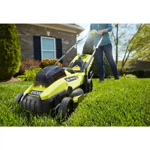 RYOBI 13 in. ONE+ 18-Volt Lithium-Ion Battery Walk Behind Push Lawn Mower & String Trimmer - 4.0 Ah Battery/Charger Included