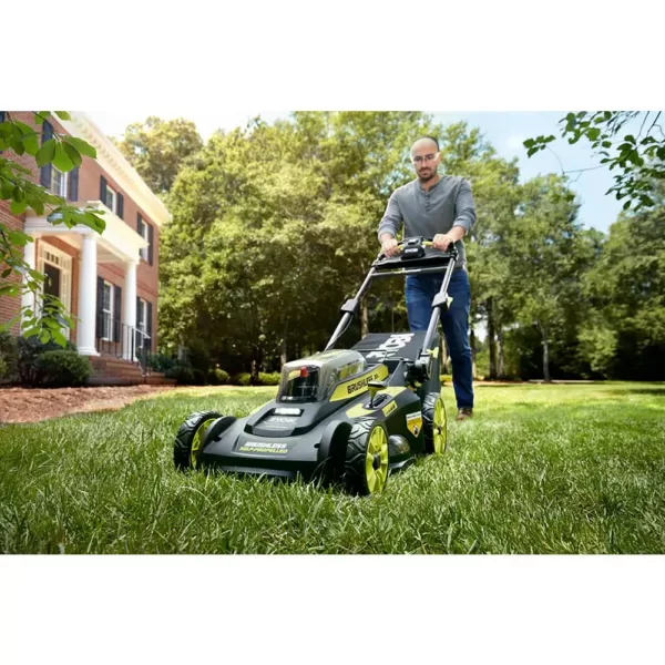 RYOBI 20 in. 40-Volt Brushless Lithium-Ion Cordless Self-Propelled Walk Behind Lawn Mower & Blower w/ 6.0 Ah Battery & Charger