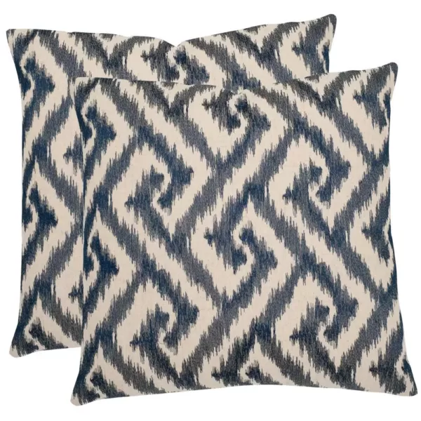 Safavieh Teddy Blue Geometric Down Alternative 18 in. x 18 in. Throw Pillow (Set of 2)