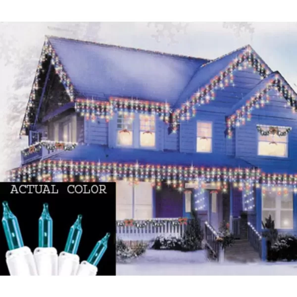 Sienna Set of 100 Teal Mini Icicle Christmas Lights - White Wire