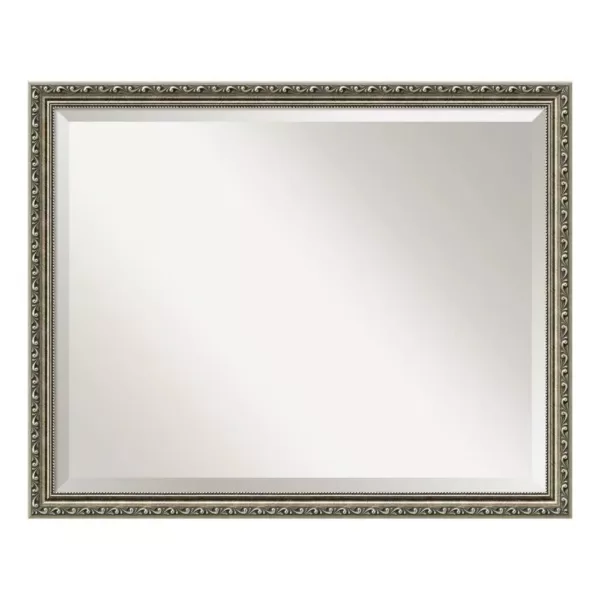 Amanti Art Parisian 31 in. W x 25 in. H Framed Rectangular Bathroom Vanity Mirror in Silver