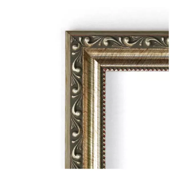 Amanti Art Parisian 19 in. W x 23 in. H Framed Rectangular Beveled Edge Bathroom Vanity Mirror in Silver