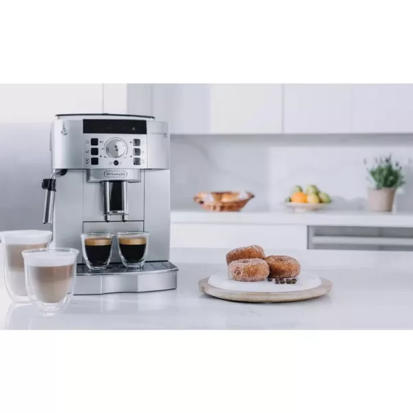 DeLonghi Magnifica XS Compact Fully Automatic Black and Silver Espresso Machine and Cappuccino Maker