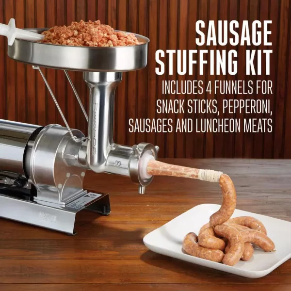 Weston Butcher Series #22 1 HP Electric Meat Grinder with Sausage Stuffing Kit