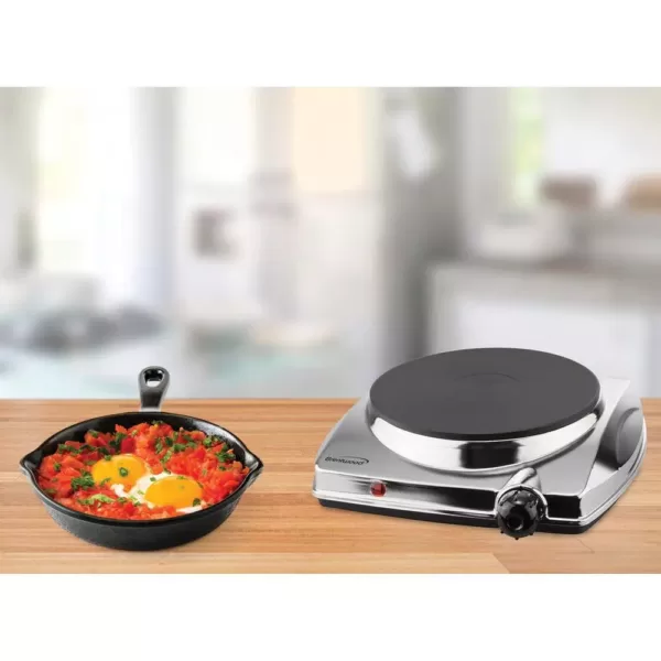 Brentwood Appliances 1000W Single Burner 10 in. Silver Electric Hot Plate