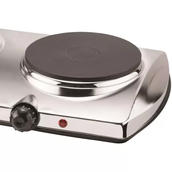 Brentwood Appliances 1440W 2-Burner 7.5 in. Silver Electric Hot Plate