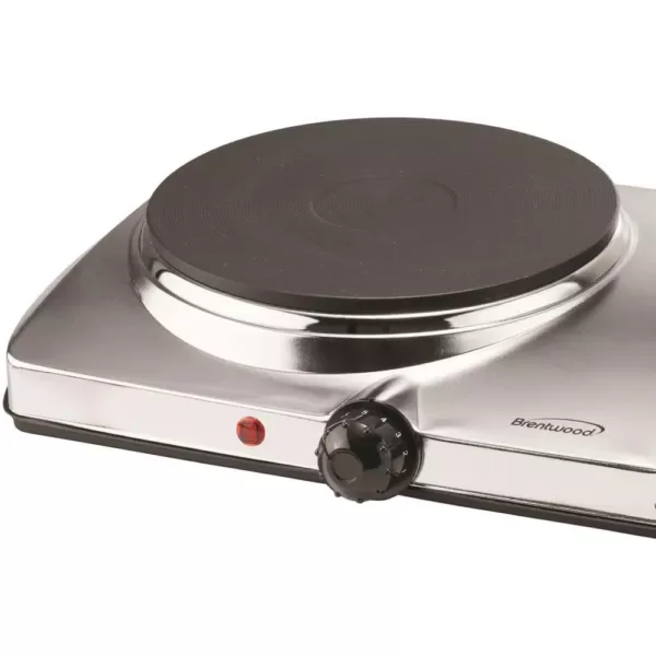 Brentwood Appliances 1440W 2-Burner 7.5 in. Silver Electric Hot Plate