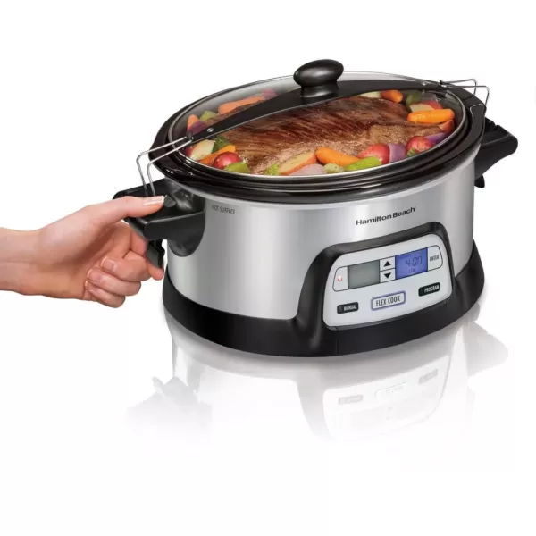 Hamilton Beach FlexCook 6 Qt. Silver Programmable Slow Cooker with Temperature Controls