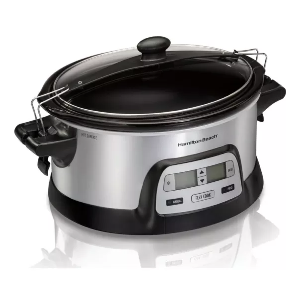 Hamilton Beach FlexCook 6 Qt. Silver Programmable Slow Cooker with Temperature Controls