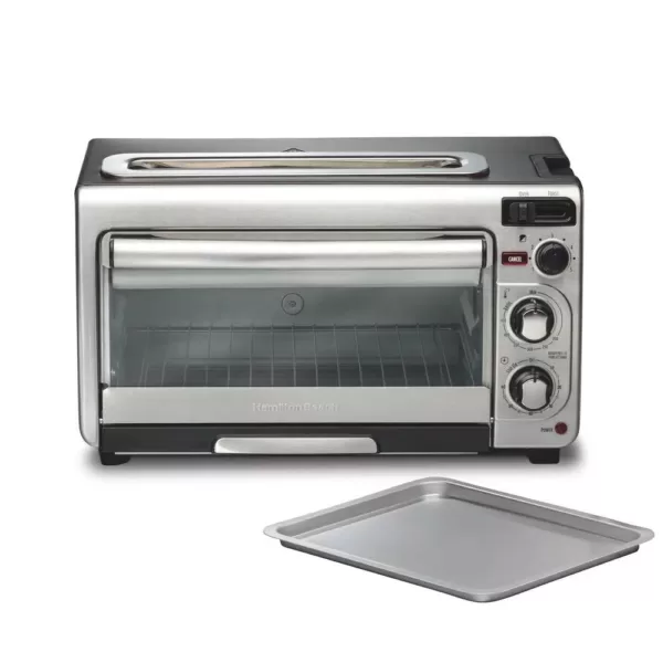 Hamilton Beach 2 in 1 1450 W 4-Slice Silver Toaster Oven with 2-Slice Toaster Slots