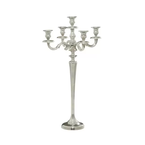 LITTON LANE 24 in. x 10 in. Classic Aluminum Five Light Candelabra in Polished finish