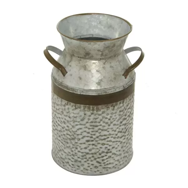 LITTON LANE 8 in. x 12 in. Farmhouse Galvanized Iron Milk Can