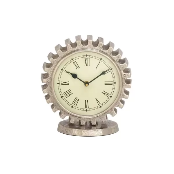 LITTON LANE Vintage Silver Gear Table Clock