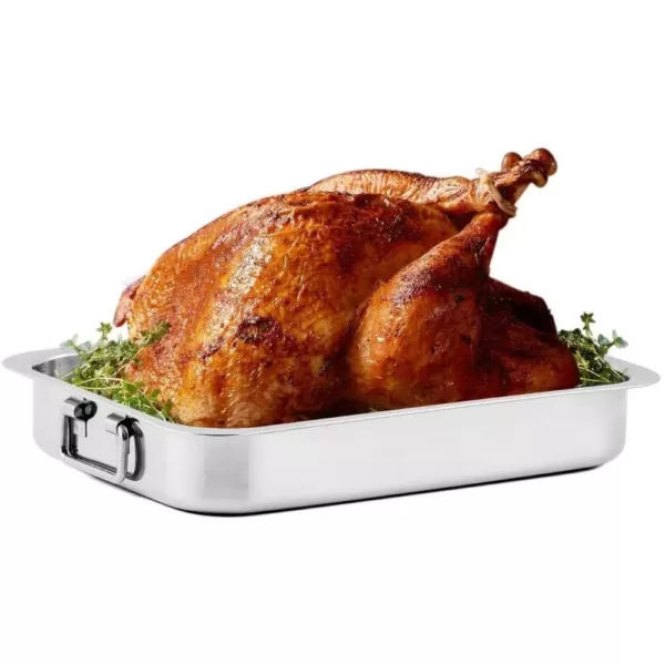 Ovente 13 in. x 9.3 in. Dishwasher-Safe Stainless Steel Roasting Pan with Wire Rack and Handles