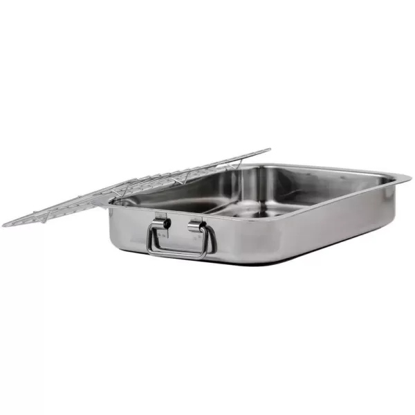 Ovente 13 in. x 9.3 in. Dishwasher-Safe Stainless Steel Roasting Pan with Wire Rack and Handles