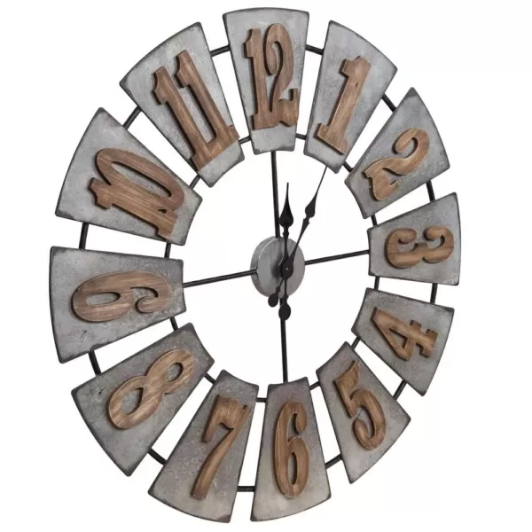 Pinnacle Windmill Wood Silver Wall Clock