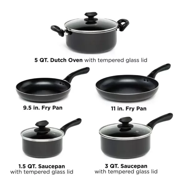 Ecolution Artistry 8-Piece Aluminum Nonstick Cookware Set in Slate