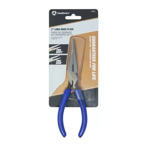 Southwire 7 in. Long-Nose Pliers with Side Cutter and Dipped Handles