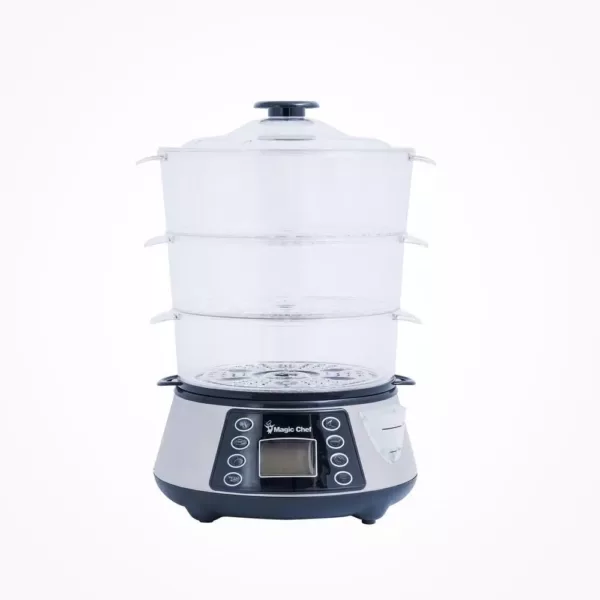 Magic Chef 3-Tier 12 Qt. Stainless Steel Countertop Food Steamer and Rice Cooker