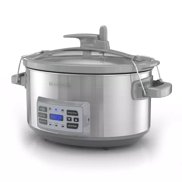 BLACK+DECKER 7 Qt. Stainless Steel Electric Slow Cooker with Temperature Probe and Precision Sous-Vide