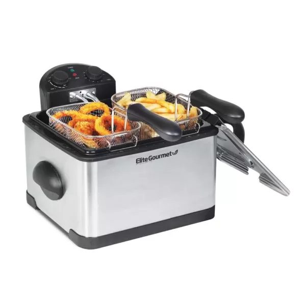 Elite 4 Qt. Deep Fryer with Dual Basket in Stainless Steel