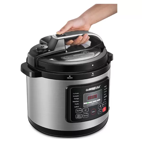 GoWISE USA 8 Qt. Stainless Steel Electric Pressure Cooker with Stainless Steel Pot