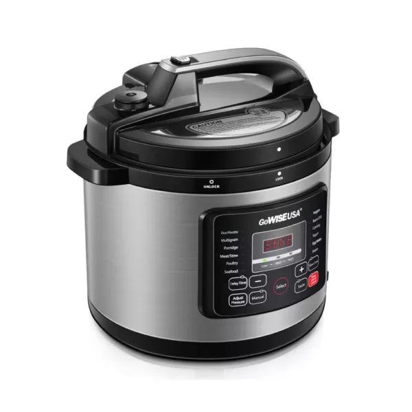 GoWISE USA 8 Qt. Stainless Steel Electric Pressure Cooker with Stainless Steel Pot