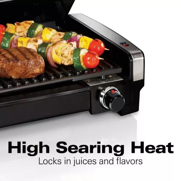 Hamilton Beach Searing Grill 118 in. Stainless Steel Indoor Grill with Non-Stick Plates