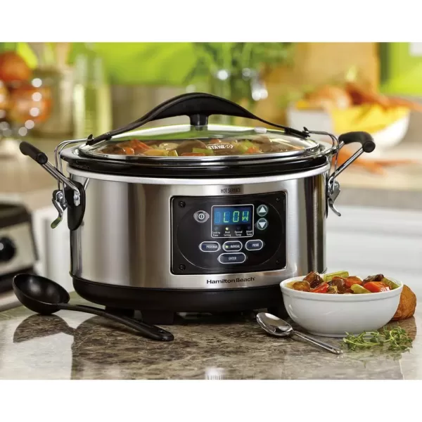 Hamilton Beach Set and Forget 6 Qt. Stainless Steel Programmable Slow Cooker with Temperature Probe