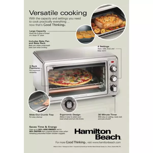 Hamilton Beach 1440-Watt 6-Slice Stainless Steel Toaster Oven