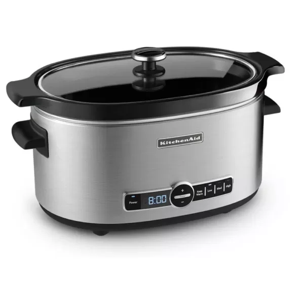 KitchenAid 6 Qt. Programmable Stainless Steel Slow Cooker with Built-In Timer and Temperature Settings