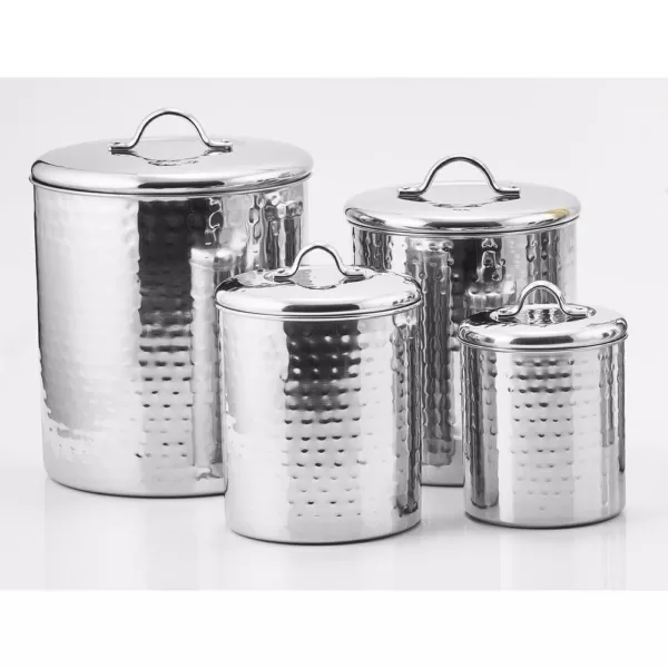 Old Dutch 4 Qt., 2 Qt., 1.5 Qt., 1 Qt. Stainless Steel Hammered Canister Set with Fresh Seal Covers (4-Piece)