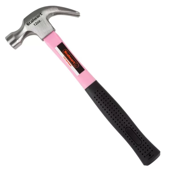 Stalwart 12 oz. Pink Claw Hammer with 12 in. Fiberglass Handle