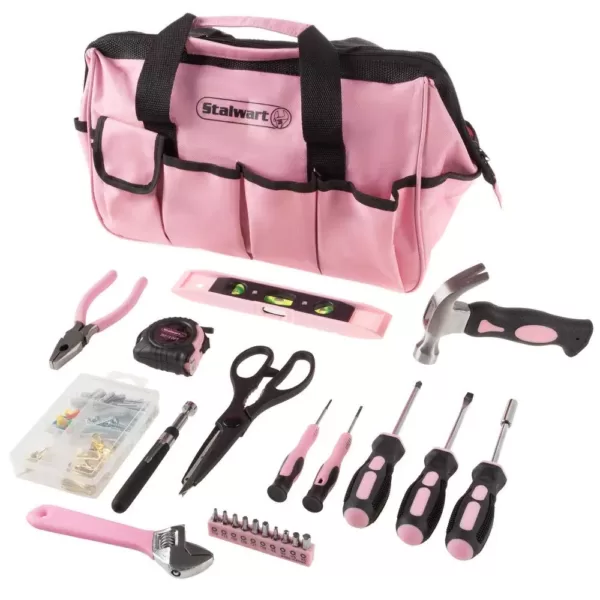 Stalwart Heat Treated Pink Tool Set with Carrying Bag (123-Piece )