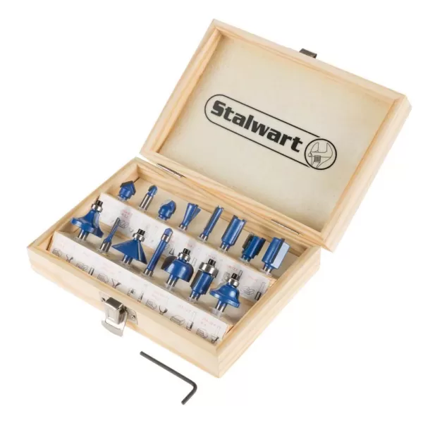 Stalwart Carbide Tipped Router Bit Set (15-Piece)