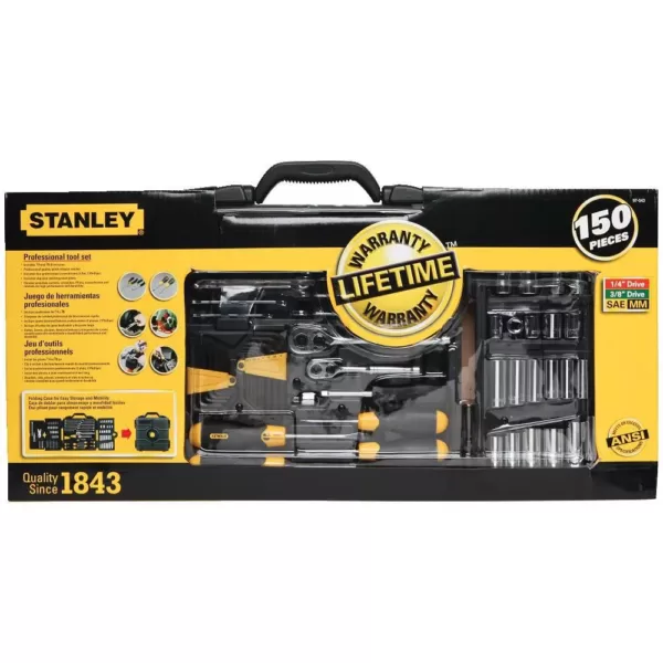 Stanley 1/4 in. & 3/8 in. Drive  SAE  Mechanics Tool Set (150-Piece)