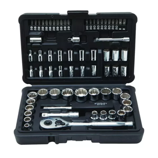 Stanley 1/4 in. & 3/8 in. Drive Full Polish Chrome SAE & Metric Mechanic Tool Set (97-Piece) w/ Bonus  Mechanic Tool Set (68pc)