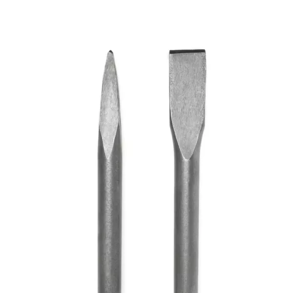 Stark 16 in. Flat and Point Bit Chisel and 1-1/8 in. Steel Hex Shank for Electric Demolition Jack Hammer (2-Piece)